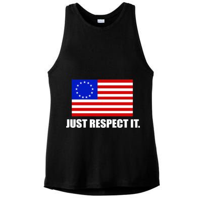 Betsy Ross Flag Just Respect It Ladies PosiCharge Tri-Blend Wicking Tank