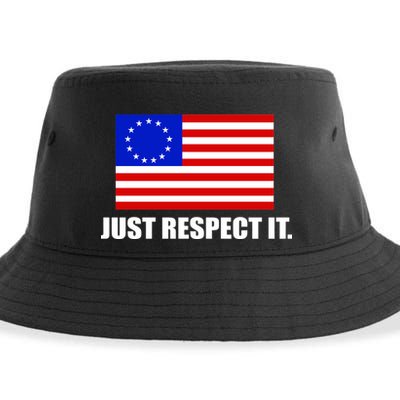 Betsy Ross Flag Just Respect It Sustainable Bucket Hat