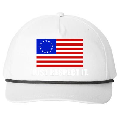 Betsy Ross Flag Just Respect It Snapback Five-Panel Rope Hat