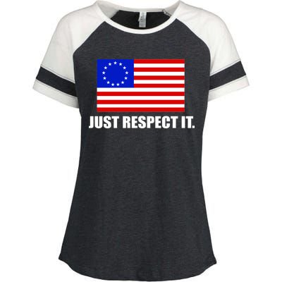 Betsy Ross Flag Just Respect It Enza Ladies Jersey Colorblock Tee