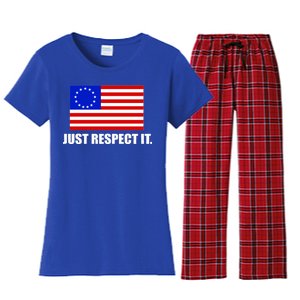 Betsy Ross Flag Just Respect It Women's Flannel Pajama Set