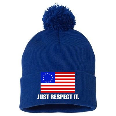 Betsy Ross Flag Just Respect It Pom Pom 12in Knit Beanie