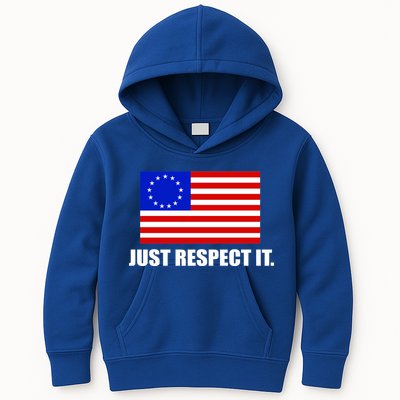 Betsy Ross Flag Just Respect It Kids Hoodie