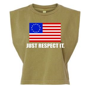 Betsy Ross Flag Just Respect It Garment-Dyed Women's Muscle Tee