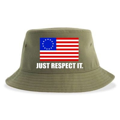 Betsy Ross Flag Just Respect It Sustainable Bucket Hat