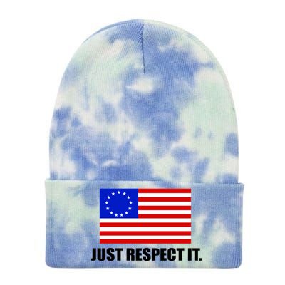 Betsy Ross Flag Just Respect It Tie Dye 12in Knit Beanie