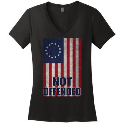 Betsy Ross Flag Not Offended 13 Stars For Protesters Women's V-Neck T-Shirt