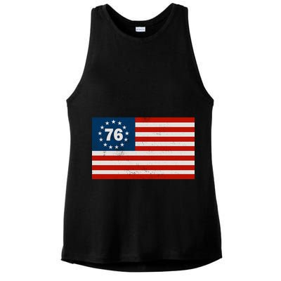 Betsy Ross Flag United States of America 1776 Ladies PosiCharge Tri-Blend Wicking Tank