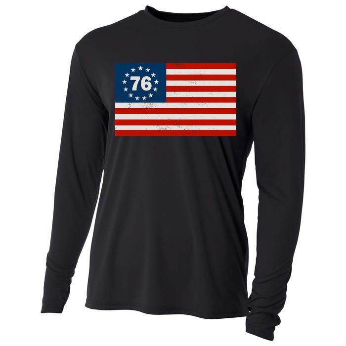 Betsy Ross Flag United States of America 1776 Cooling Performance Long Sleeve Crew