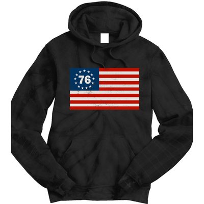 Betsy Ross Flag United States of America 1776 Tie Dye Hoodie