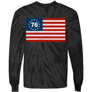 Betsy Ross Flag United States of America 1776 Tie-Dye Long Sleeve Shirt