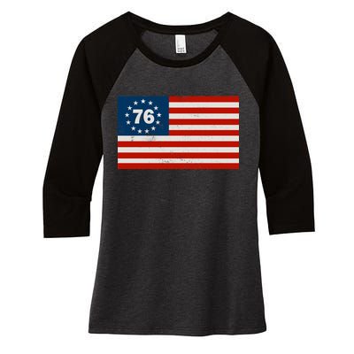 Betsy Ross Flag United States of America 1776 Women's Tri-Blend 3/4-Sleeve Raglan Shirt