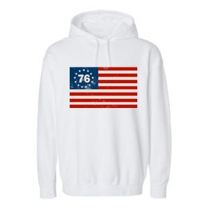 Betsy Ross Flag United States of America 1776 Garment-Dyed Fleece Hoodie