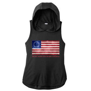 Betsy Ross God Bless America Ladies PosiCharge Tri-Blend Wicking Draft Hoodie Tank