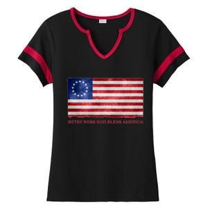 Betsy Ross God Bless America Ladies Halftime Notch Neck Tee