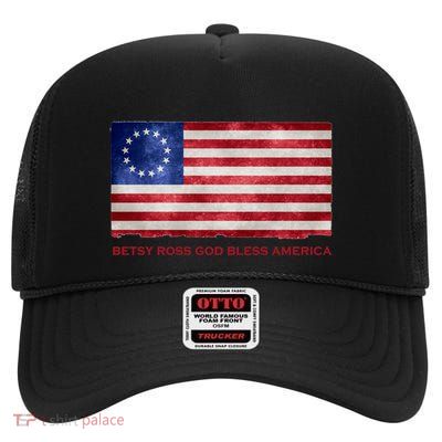 Betsy Ross God Bless America High Crown Mesh Back Trucker Hat