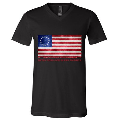 Betsy Ross God Bless America V-Neck T-Shirt