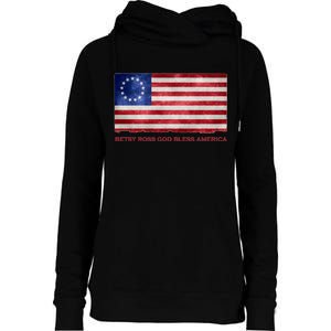 Betsy Ross God Bless America Womens Funnel Neck Pullover Hood