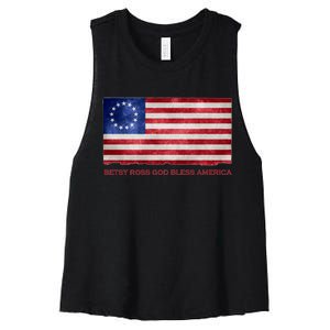 Betsy Ross God Bless America Women's Racerback Cropped Tank