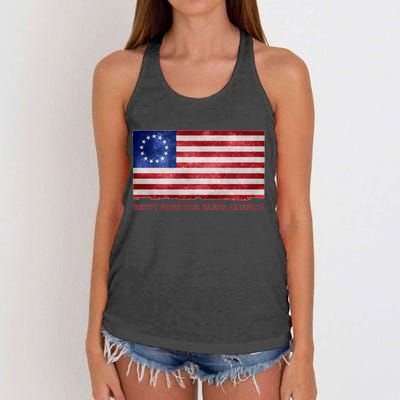 Betsy Ross God Bless America Women's Knotted Racerback Tank