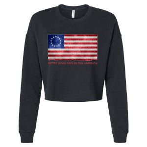 Betsy Ross God Bless America Cropped Pullover Crew