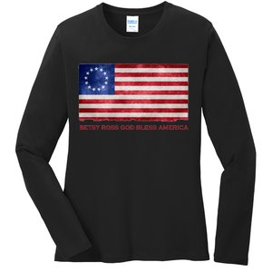 Betsy Ross God Bless America Ladies Long Sleeve Shirt