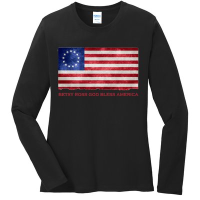 Betsy Ross God Bless America Ladies Long Sleeve Shirt