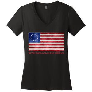 Betsy Ross God Bless America Women's V-Neck T-Shirt