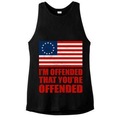 Betsy Ross I'm Offended That You're Offended Ladies PosiCharge Tri-Blend Wicking Tank