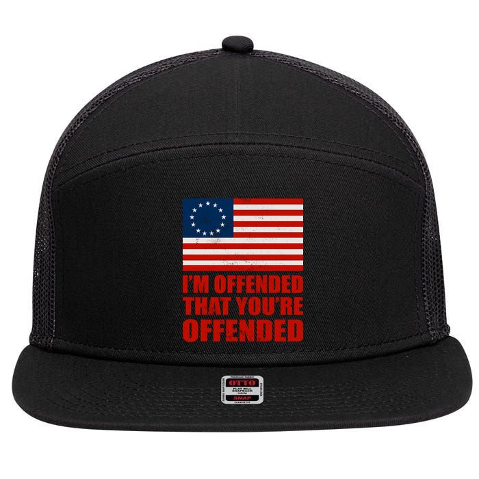 Betsy Ross I'm Offended That You're Offended 7 Panel Mesh Trucker Snapback Hat