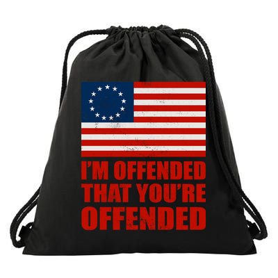 Betsy Ross I'm Offended That You're Offended Drawstring Bag