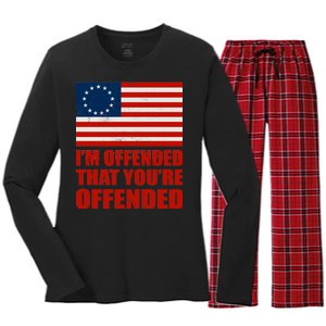 Betsy Ross I'm Offended That You're Offended Women's Long Sleeve Flannel Pajama Set 