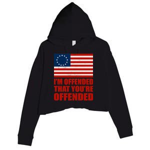 Betsy Ross I'm Offended That You're Offended Crop Fleece Hoodie