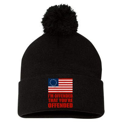 Betsy Ross I'm Offended That You're Offended Pom Pom 12in Knit Beanie