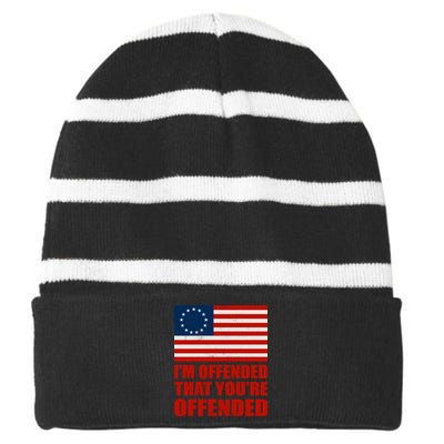 Betsy Ross I'm Offended That You're Offended Striped Beanie with Solid Band