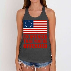 Betsy Ross I'm Offended That You're Offended Women's Knotted Racerback Tank