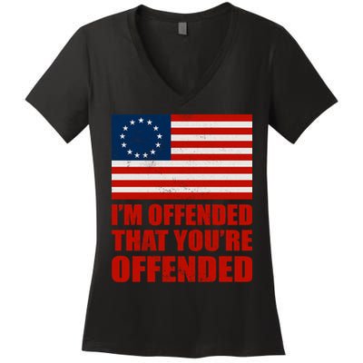 Betsy Ross I'm Offended That You're Offended Women's V-Neck T-Shirt