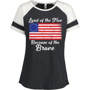 Betsy Ross Land Of The Free Because Of The Brave Enza Ladies Jersey Colorblock Tee