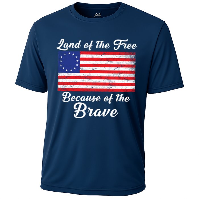 Betsy Ross Land Of The Free Because Of The Brave Cooling Performance Crew T-Shirt
