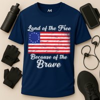 Betsy Ross Land Of The Free Because Of The Brave Cooling Performance Crew T-Shirt