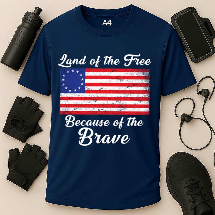 Betsy Ross Land Of The Free Because Of The Brave Cooling Performance Crew T-Shirt