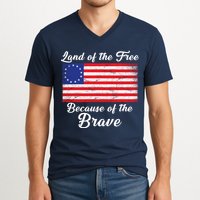 Betsy Ross Land Of The Free Because Of The Brave V-Neck T-Shirt