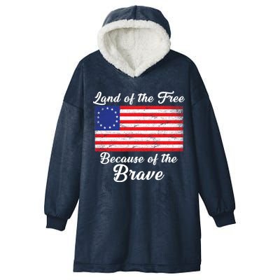Betsy Ross Land Of The Free Because Of The Brave Hooded Wearable Blanket