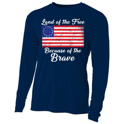 Betsy Ross Land Of The Free Because Of The Brave Cooling Performance Long Sleeve Crew