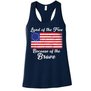 Betsy Ross Land Of The Free Because Of The Brave Women's Racerback Tank