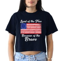 Betsy Ross Land Of The Free Because Of The Brave Women's Crop Top Tee