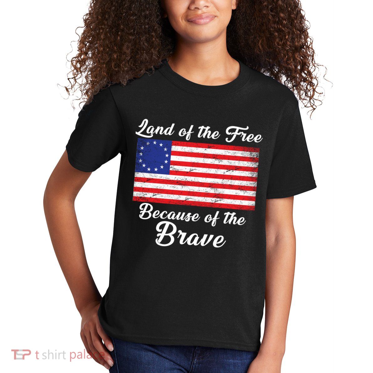 Betsy Ross Land Of The Free Because Of The Brave Kids T-Shirt