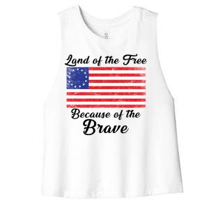 Betsy Ross Land Of The Free Because Of The Brave Women's Racerback Cropped Tank