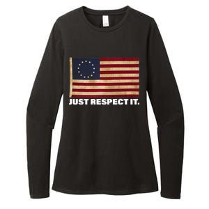 Betsy Ross Original Colonies Just Respect It Womens CVC Long Sleeve Shirt