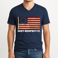 Betsy Ross Original Colonies Just Respect It V-Neck T-Shirt